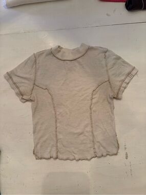 BDG Cream Raw-Edged Crewneck Tee